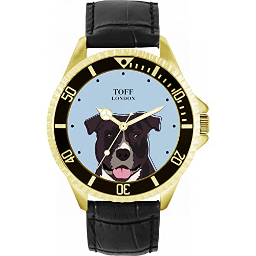 Toff London Staffordshire-Terrier-Kopf-Hundeuhr von Toff London