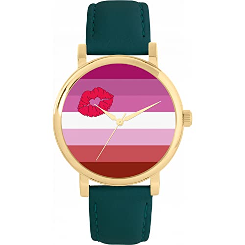 Toff London Stolz Lippenstift lesbische Flagge Uhr von Toff London