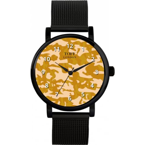 Toff London Traditionelle Dunkelbeige Camouflage-Uhr von Toff London