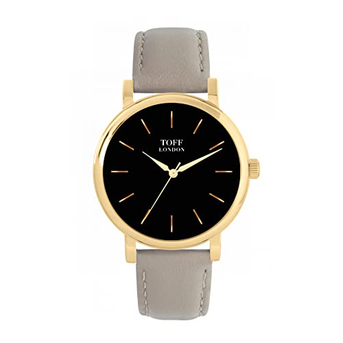 Toff London Traditionelle Uhr in Schwarz und Gold von Toff London