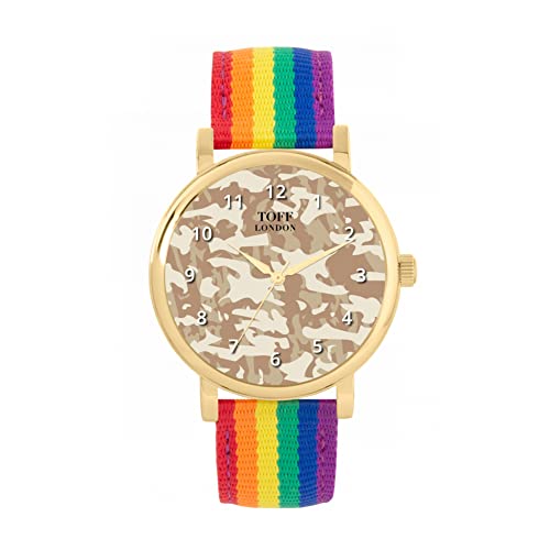 Toff London Traditionelle beige Camouflage-Uhr von Toff London