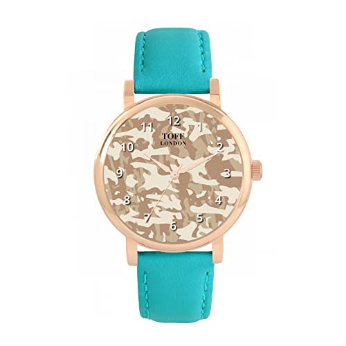 Toff London Traditionelle beige Camouflage-Uhr von Toff London