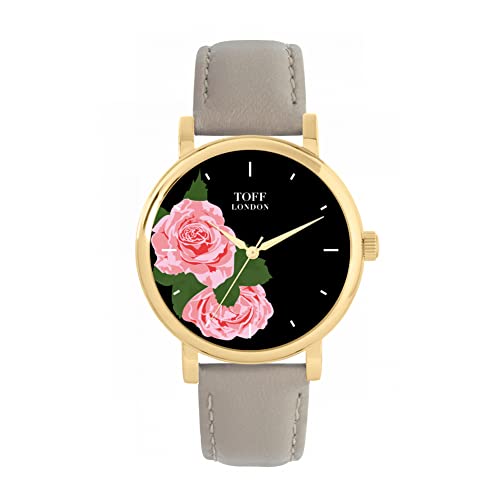 Toff London Uhr mit rosa Rosenblüten von Toff London