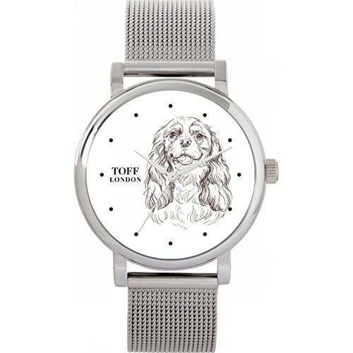 Toff London Unbekümmerte Königcharles Spaniel-Hundeskizzen-Uhr von Toff London