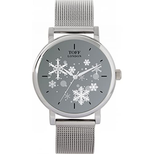 Toff London Weihnachtsgraue Schneeflocke-Uhr von Toff London