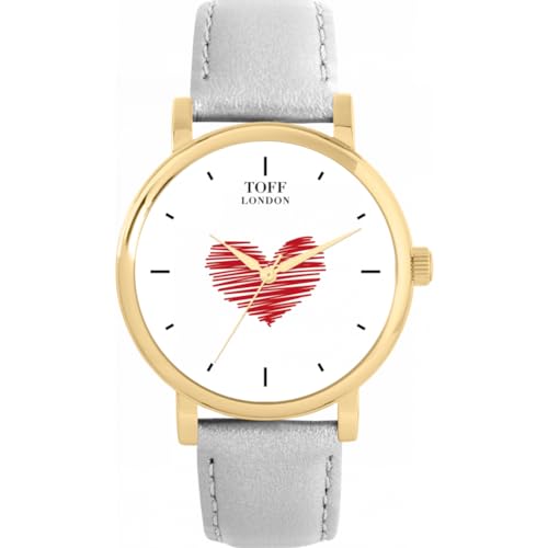 Toff London Weiß mit rotem Herzen Valentine Watch von Toff London