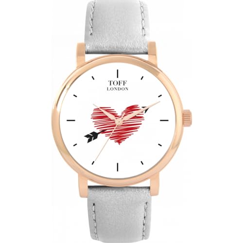 Toff London Weiß mit rotem Herzpfeil Valentine Watch von Toff London