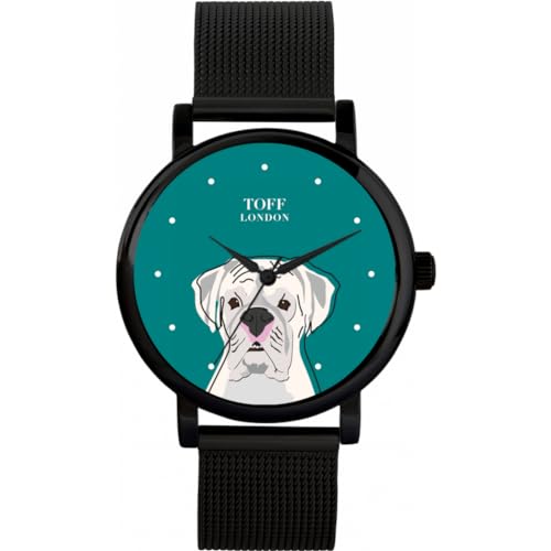 Toff London Weiße Boxer-Kopf-Hundeuhr von Toff London