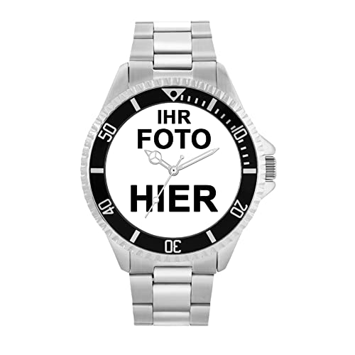 Toff London personalisierte gravierbaren Foto Geschenke für Männer und Jungen, Analog-Quarzwerk Uhr mit Edelstahlband, Custom Made Watch von Toff London