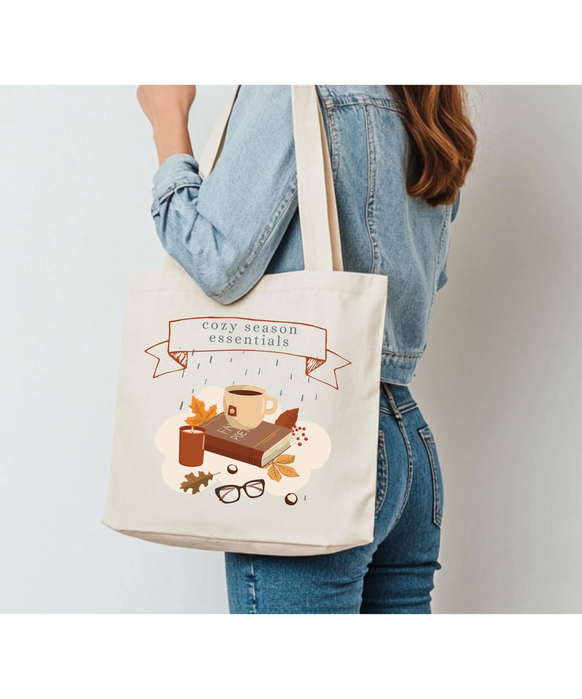 Cozy Season Essentials Tote Bag | Autumn Aesthetic Shopper Book Lover Gift Hygge Reusable Canvas Fall Vibes Accessory von ToffeesWorld
