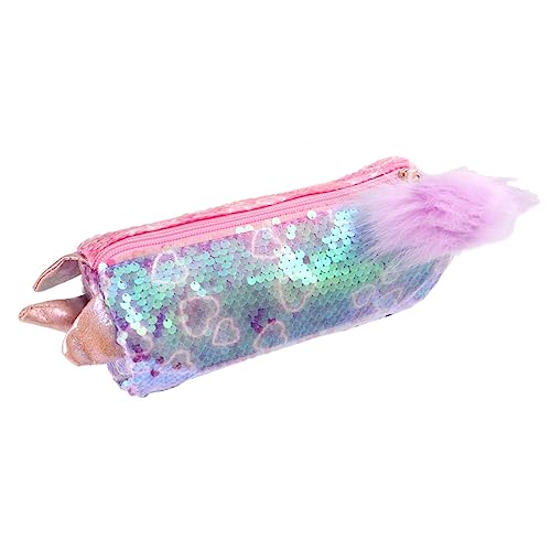 Tofficu 1 Stück Student Cartoon Transparente Kosmetiktasche Cartoon Make Up Beutel Federmäppchen Paillettentasche Mädchen Federmäppchen Für Mädchen Make Up Tasche Schreibwaren Rosa von Tofficu