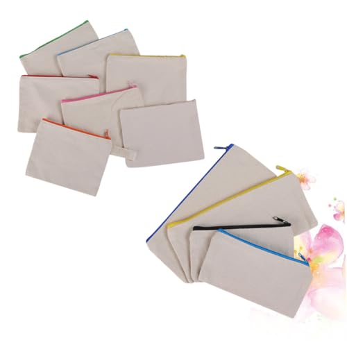 Tofficu 10 Stück Teiliges Baumwoll Canvas Zipper Tasche mit Großer Kapazität Vielseitiges Federmäppchen und Kosmetiktasche für Schule Reisen und Alltag Langlebig Waschbar Zufällige Farbe von Tofficu