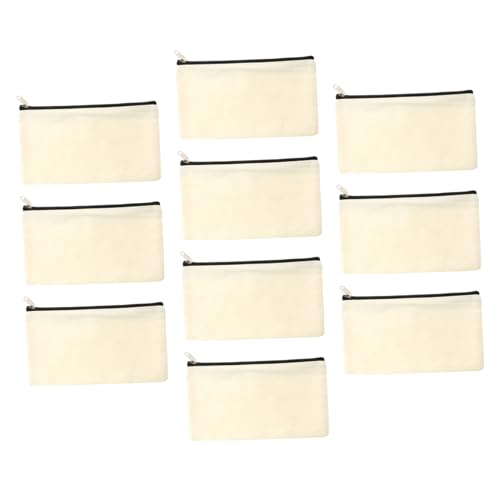 Tofficu 10 Stück Teiliges Canvas Federmäppchen Robuste Schminktasche mit Reißverschluss Vielseitig für Schule Reise Kosmetik und Büro Schwarzes Leinwand Mäppchen zum Bemalen und von Tofficu