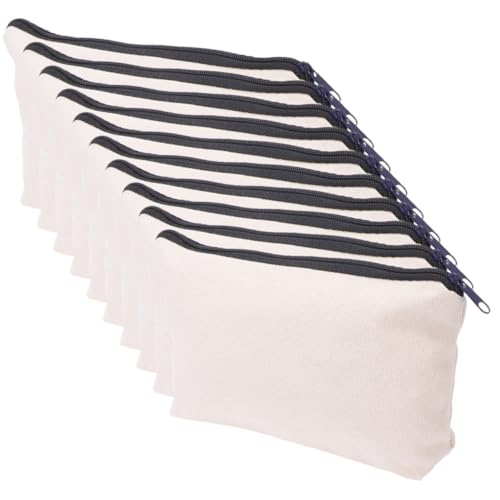 Tofficu 10 Stück Teiliges Kleine Unbedruckte Kosmetiktaschen aus Canvas mit Reißverschluss Vielseitiger Kulturbeutel und Federmäppchen für Damen zum Reisen Fitness Individuellen von Tofficu