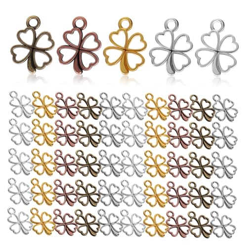 Tofficu 100stücke Schlüsselanhänger Mit Vierblättrigem Kleeblatt Für Schmuckherstellung Zubehör Für Damen Vierblättrige Charms Anhänger-charms von Tofficu