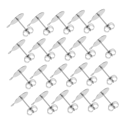 Tofficu 100 Stück Teiliges Ohrringverschlüsse Edelstahl Flach Rund Ohrstecker Rohlinge Sicherer Halt Komfortable Ohrstecker Stopper für Damen Schmuck DIY Zubehör von Tofficu