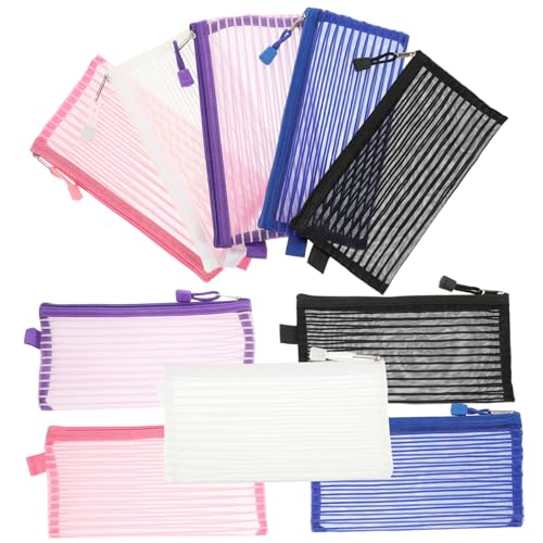 Tofficu 10stücke Großes Federmäppchen Aus Netzstoff Durchsichtige Stiftemäppchen Für Bleistifte Kugelschreiber Lineale Und Mehr Leicht Und Reißfest Mit Reißverschluss Für von Tofficu