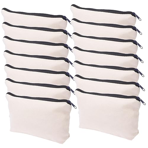 Tofficu 14 Stück Teiliges Kosmetiktaschen mit Reißverschluss Leere DIY Schminktaschen Vielseitige Segeltuch Federmäppchen für Reisen Personalisierbare Organizer Beutel von Tofficu