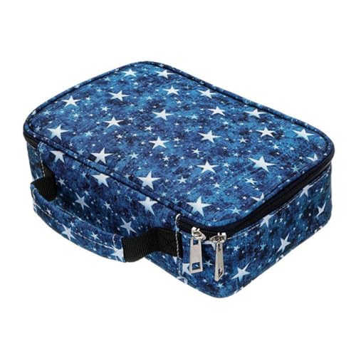 Tofficu 1stück Zipper Design Federmäppchen Für Schule Große Kapazität Multifunktionale Bleistift Tasche Blau Mit Stern-Muster Praktischer Organizer Für Schüler Und Künstler von Tofficu