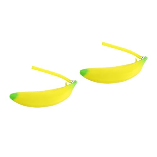 Tofficu 2 Stck Silikon Bananen Mäppchen Federtasche Flexibel Stiftemäppchen für Schule Büro Mädchen Jungen Kleines Portemonnaie Münzbeutel von Tofficu
