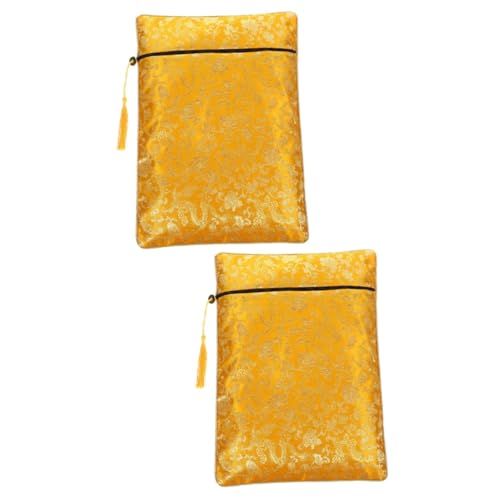 Tofficu 2 Stück Büchertasche Mit Reißverschluss Federmäppchen Masse Tragetasche Mit Reißverschluss Taschen Bleistifte Tasche Kleiner Bleistiftkoffer Netz Notebooktasche Yellow Stoff von Tofficu