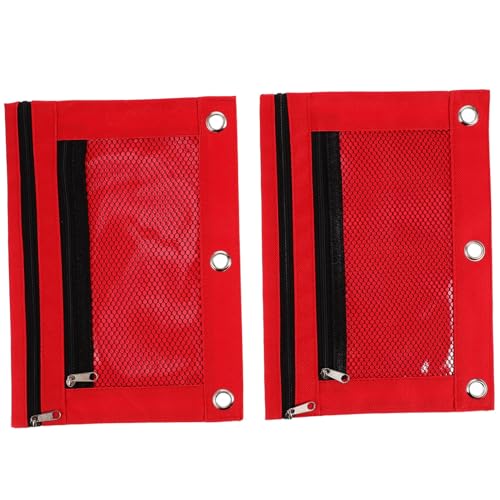 Tofficu 2 Stück Großes Federmäppchen mit Reißverschluss Dreilöchriges Organizer Etui Atmungsaktives Mesh Design Robuste Schreibwaren Tasche für Schule Büro und Studium von Tofficu