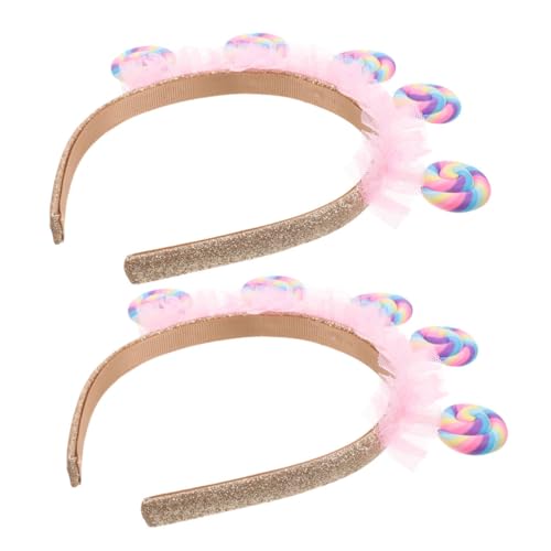 Tofficu 2 Stück Lollipop Stirnbänder für Mädchen Kreative Cartoon Haarreifen Süßes Haarschmuck Accessoire für Geburtstagsfeiern und Themenveranstaltungen von Tofficu