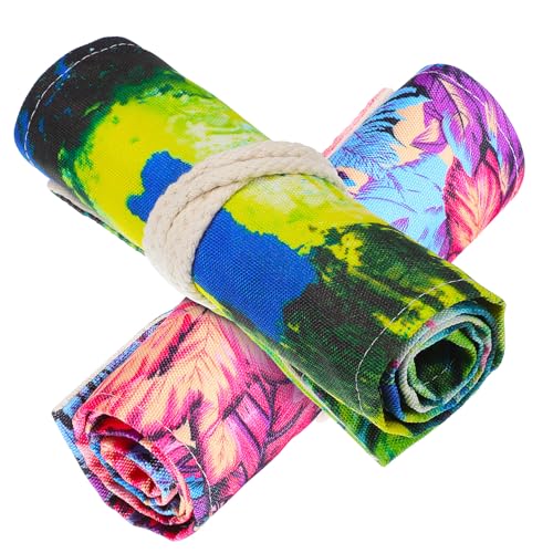 Tofficu 2stücke Roll-up Federmäppchen Mit Ahornblattmuster Canvas Stiftetaschen Für Schule Kunst Und Zeichnungen Fächer Für Buntstifte Skizzenstifte Und Marker von Tofficu