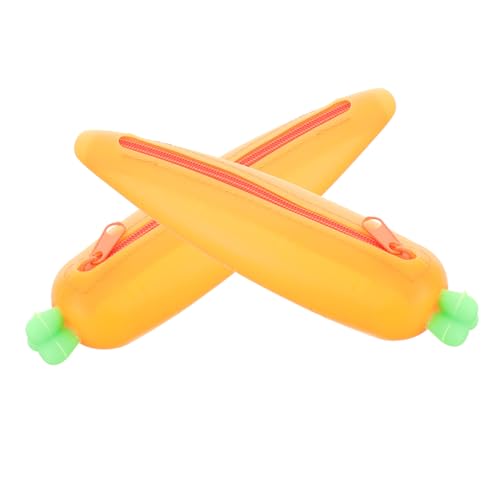 Tofficu 2 Stück Silikon Federmäppchen Karottenform Federtasche Reißverschluss Schreibwarentasche für Jungen Mädchen Grundschüler Stifte Organizer Langlebig und Tragbar von Tofficu