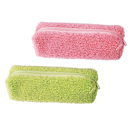 Tofficu 2 Stück Weiches Kompaktes Federmäppchen aus Premium Plüsch Teiliges Angenehme Textur Vielseitig als Stifttasche oder Kosmetiktasche für Damen und Schüler Zufällige Zufällige Farbe von Tofficu