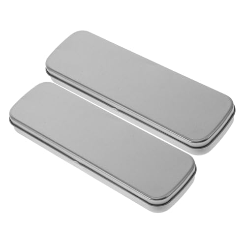 Tofficu 2 Stück Metall-federmäppchen Für Kinder Großes Federmäppchen Schulbedarfsbox Für Kinder Federmäppchen Mit Fenster Silbergrau Weißblech Leicht Zu Öffnendes Design von Tofficu