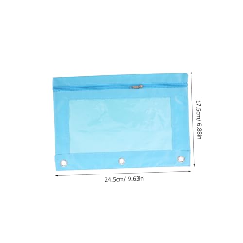 Tofficu 2St Loseblatt-Federmäppchen aus Segeltuch Tasche Bindemittel Beutel schreibwaren Organizer buntstifte etui Federmäppchen mit Löchern Binder Federmäppchen Bürozubehör PVC Sky-Blue von Tofficu