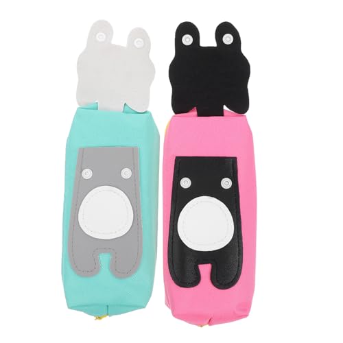 Tofficu 2stücke Katzen Stift Tasche Federmäppchen Aus Canvas Für Schule Und Büro Kleines Schreibwaren-etui Mit Cartoon-Motiv Für Junge Mädchen Organisierte Aufbewahrungstasche von Tofficu