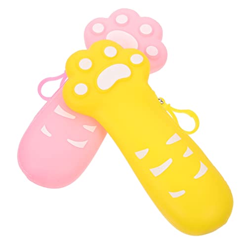 Tofficu 2Stücke Multifunktionaler Stiftbeutel Entzückende Katzenpfoten Muster und Großer Schreibwarenbehälter für Langlebiger und Praktischer Organizer mit Glattem von Tofficu