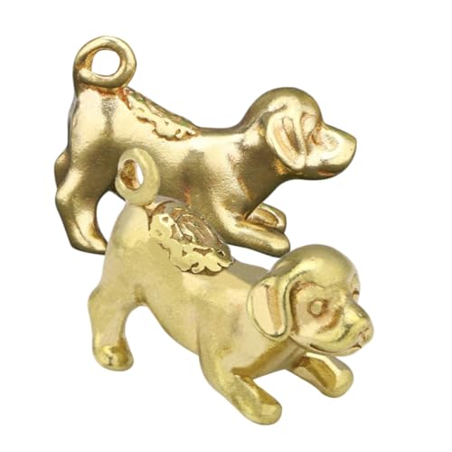 Tofficu 2stücke Messing-hund-anhänger Keychain-dekor Diy-tierform Anhänger Für Schlüsselanhänger Rucksäcke Taschen Ornament von Tofficu