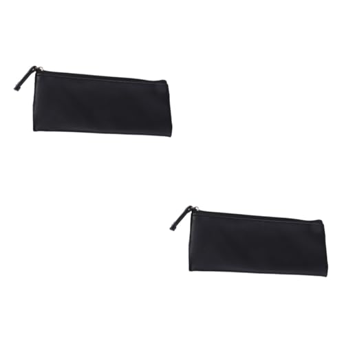 Tofficu 2stücke Pu-Leder Federmäppchen Für Studenten Minimalistischer Schreibwaren-Organizer Multifunktionale Kosmetiktasche Schwarz Mit Reißverschluss Für Schule Reisen Und Alltag von Tofficu