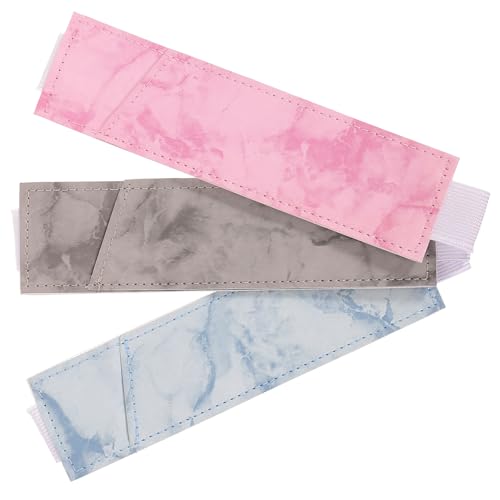 Tofficu 3 Stück Teiliges Leder Stiftehalter mit Elastischem Band Notizbuch Stiftschlaufe Robustes PU Material Verstellbare Federmappe für Journal Planer und Tablet in Marmor Blau von Tofficu