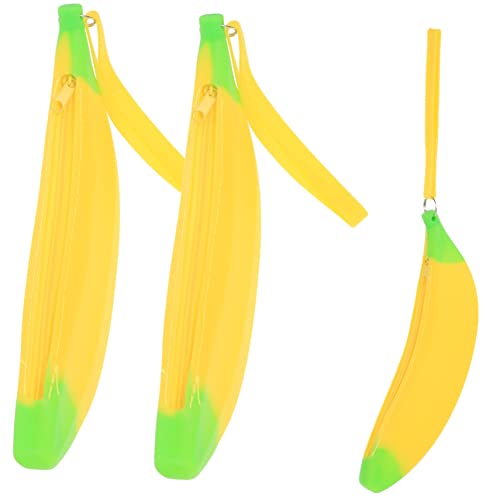 Tofficu 3st Bananen Federmäppchen Portemonnaie Bananen-stiftetui Makeup Tasche Münzgeldbörsen Tragbare Kosmetiktasche Federmäppchen in Bananenform Mädchen Reißverschluss Kieselgel Geschenk von Tofficu