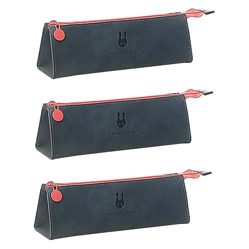 Tofficu 3stücke Dreieckiges Federmäppchen Aus Lederoptik Stylisches Stiftetui Für Schule Und Büro Für Stifte Bleistifte Und Mehr Hochwertiges Design Mit Reißverschluss Schwarz von Tofficu