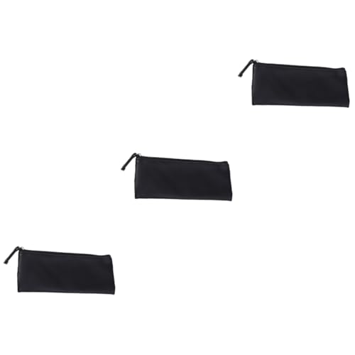 Tofficu 3stücke Pu Leder Federmäppchen Für Studenten Minimalistische Stiftetasche Kosmetiktasche Organizer Für Make-up Schwarz Reißverschluss Praktisch Für Schule Und Reisen von Tofficu
