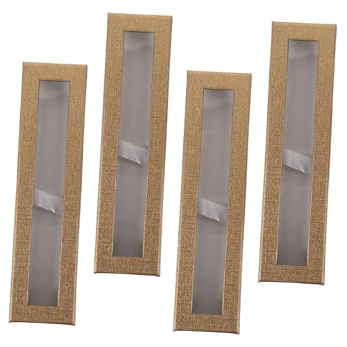 Tofficu 4 Stück Stiftebox aus Papier mit Sichtfenster Transparente Geschenkbox für Kugelschreiber und Füller Leicht Tragbar Kompakt für Büro und Geschäftsreisen Braun von Tofficu