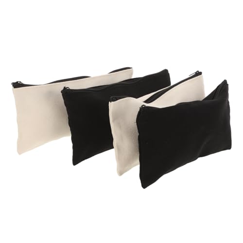 Tofficu 4 Stück Teiliges Canvas Stiftetui mit Reißverschluss Kleine Aufbewahrungstasche für Stifte Kosmetik Reisebedarf Vielseitige Federmappe für Schule Büro von Tofficu