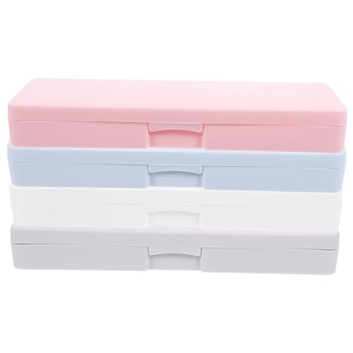 Tofficu 4 Stück Teiliges Kunststoff Federmäppchen Große Kapazität Robuste Stiftebox Multifunktionaler Stifte Organizer für Schule Büro und Zuhause Praktischer Schreibwaren von Tofficu