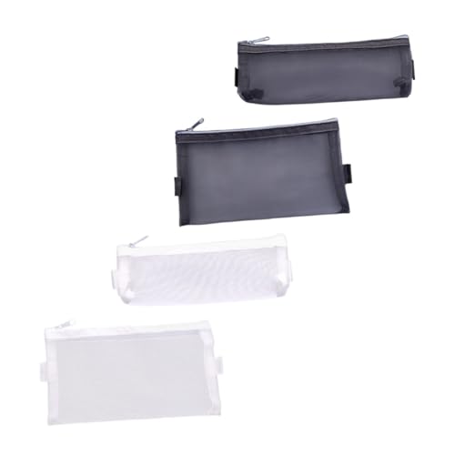 Tofficu 4 Stück Teiliges Transparentes Netz Stiftemäppchen Große Kapazität Langlebiges Material Praktisches Aufbewahrungsetui für Schüler Lehrer und Bürobedarf Weiß und Schwarz von Tofficu