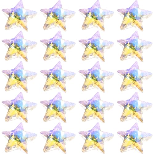 Tofficu 45 Stück Teiliges Glas Stern Schmuckanhänger Filigrane Fünfzackige Sternform DIY Charms für Halsketten Armbänder Bunte Dekorative Sternanhänger für Schmuckherstellung und von Tofficu