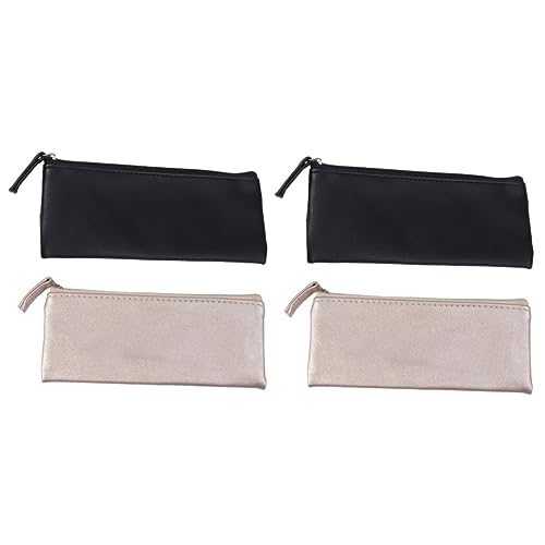 Tofficu 4stücke Minimalistisches Pu Leder Federmäppchen Multifunktionale Stiftetasche Für Schüler Kosmetiktasche Organizer Schwarz Und Waschen Staubschutz von Tofficu