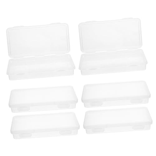Tofficu 6 Stück Stapelbare Transparente Bleistiftbox mit Praktischem Deckel Großer Kapazität Robuster Kunststoff Vielseitiger Organizer für Stifte Marker Radierer und Schreibwaren von Tofficu
