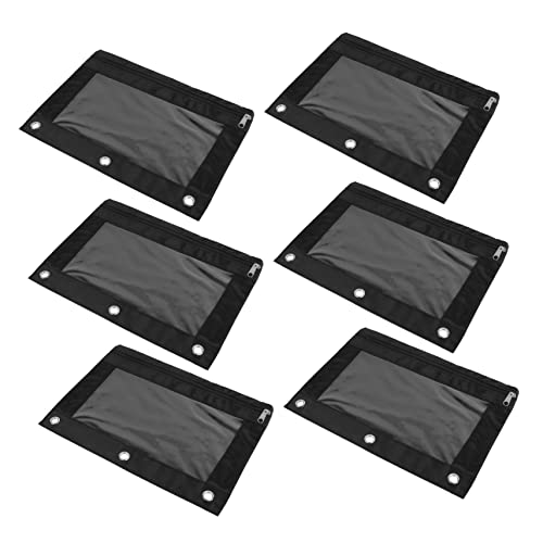 Tofficu 6 Stück Teiliges Oxford Federmäppchen mit DREI Löchern Transparente Dokumenten und Stifttaschen für Bürobedarf Groß Schwarz Vielseitig Einsetzbar von Tofficu