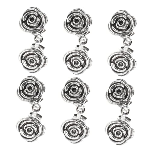 Tofficu 6 Stück Vintage Cardigan Clips Rosenform Strickjacken Verschluss Retro Blumenbrosche für Damen Pullover Cape Halteclip Modischer Schalhalter Langlebig und Vielseitig Einsetzbar von Tofficu