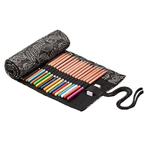 Tofficu 72 Bleistift-Aufbewahrungs-Organizer tatsächl reiseetui Buntstifthalter Rollkoffer für Make-up-Pinsel tragbares Federmäppchen Rollstifthalter Hohe Kapazität Aufbewahrungskiste von Tofficu